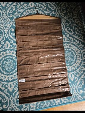 Double Sided Hanging Jewelry Closet Organizer Brown